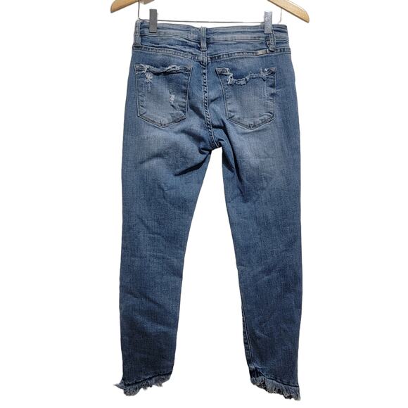 Kancan Loveland Mid Rise Fray Raw Angled Hem Skinny 6204m Distressed 5/26 - Picture 5 of 11